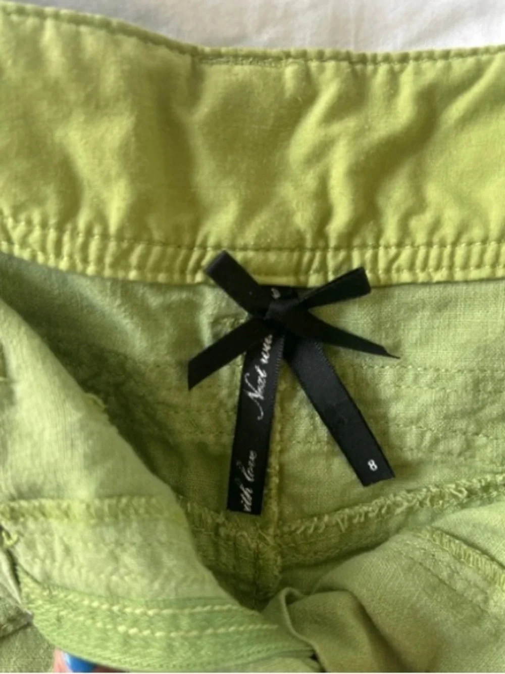 Nicole Miller Light Green Drawstring Mini Skirt